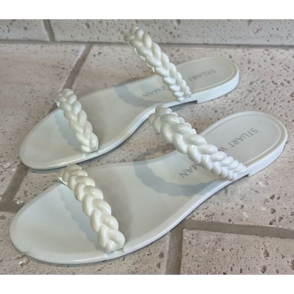 Stuart Weitzman BRAIDA SAWYER JELLY SANDAL White Braided Straps Slide Size 8 - Picture 11 of 15